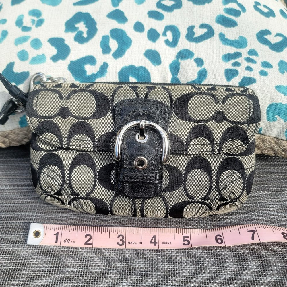 SOLD Coach monogram black and gray wristlet, EUC - Picture 2 of 6